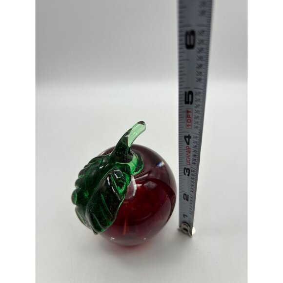Vintage St. Clair Art Glass Apple Paperweight Fruit Paperweight Signed 4" Great - Picture 7 of 7